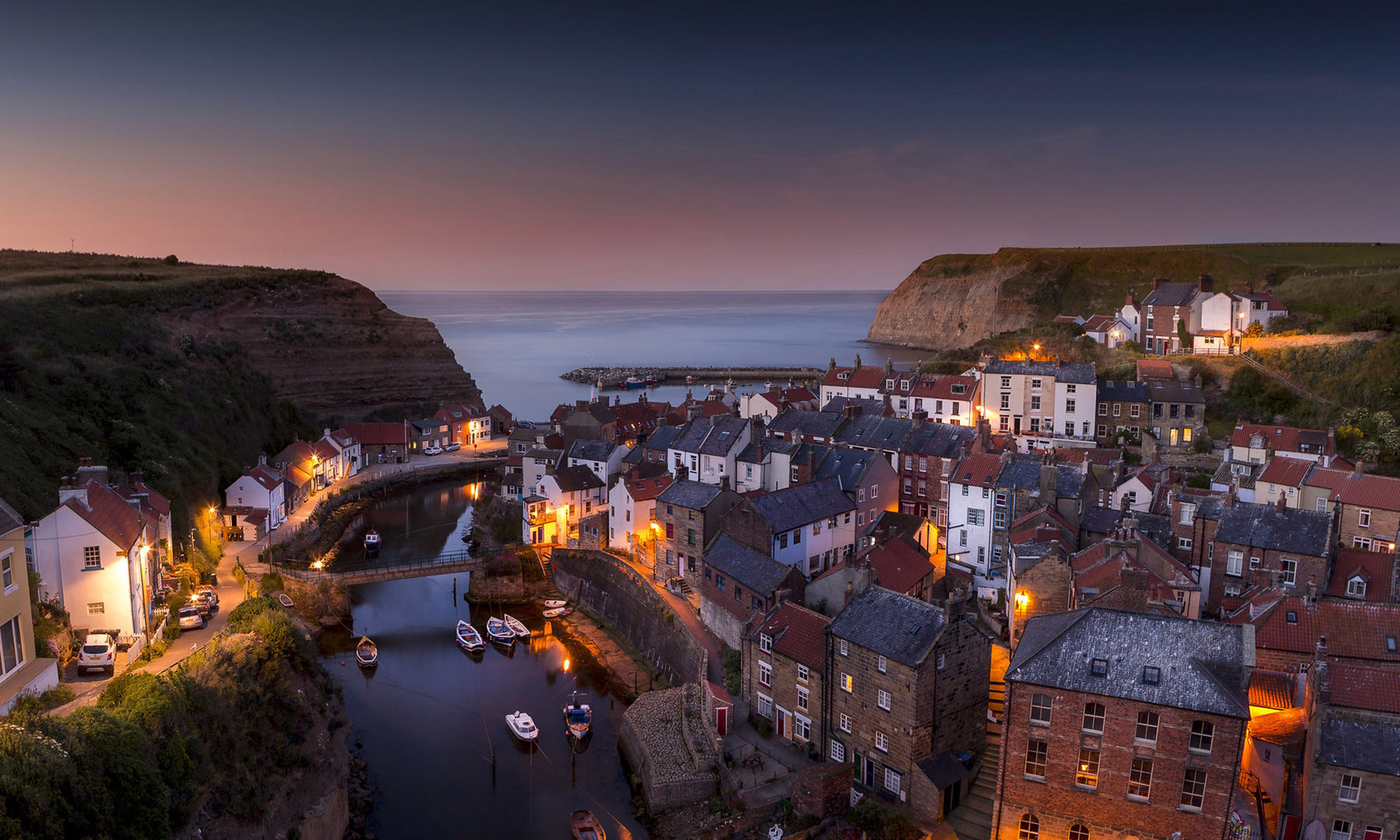 Whitby harbour and coastline, North Yorkshire